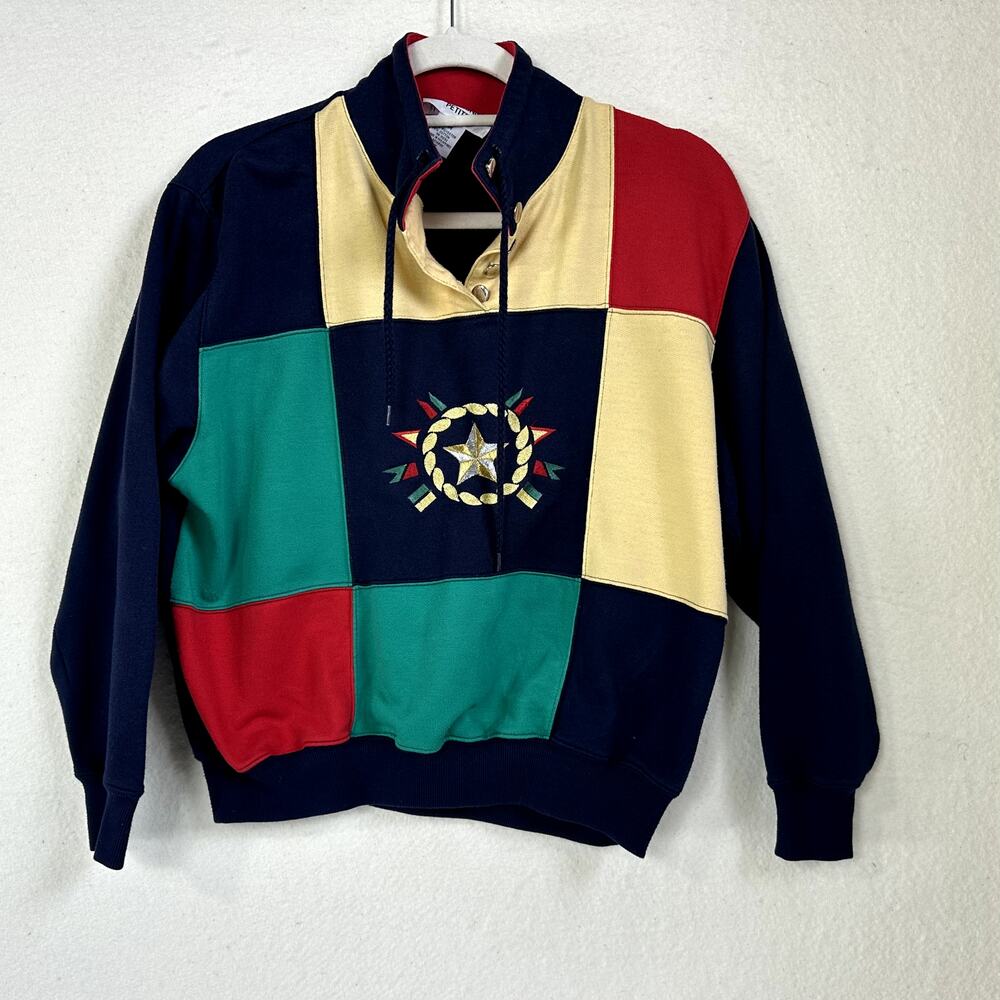 1990's Alfred Dunner Vintage Color Block Sweatshirt- SZ Petite Medium